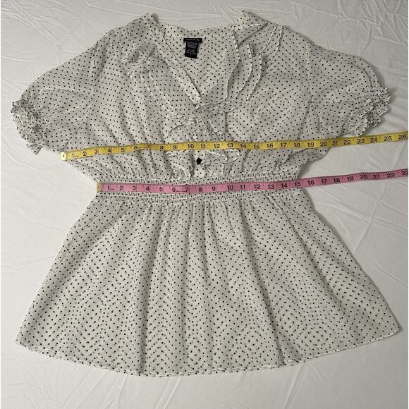 Torrid Retro Romantic Ruffle Chiffon Polka Dot Prairie Blouse Size 1X and 14 - Picture 3 of 6